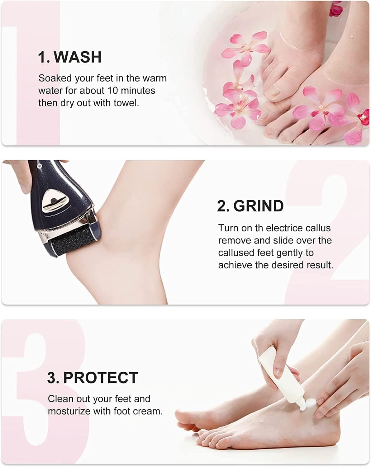 Rechargeable Electric Callus Remover – Portable Foot File Pedicure Tool, Dead Sk