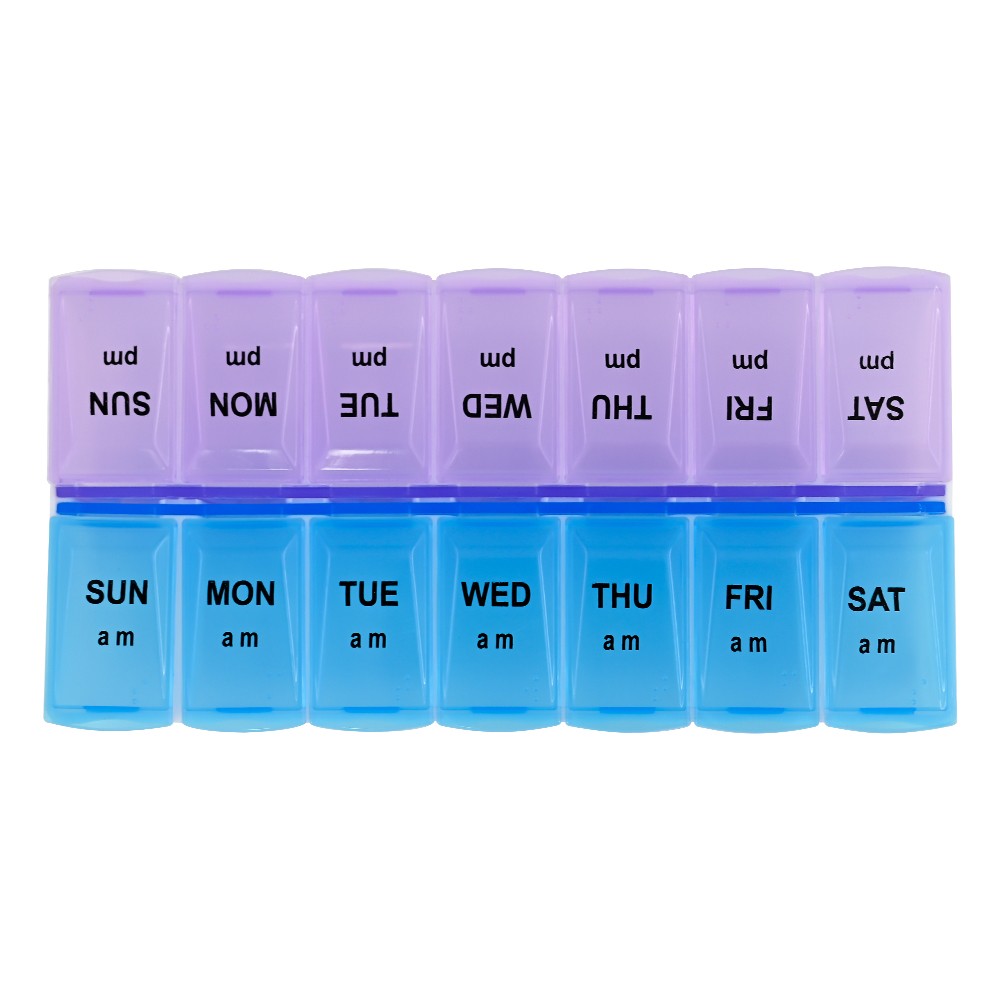 2 Pack Weekly Pill Box Organizer 7 day Organizer Case Medicine Box Twice a Day