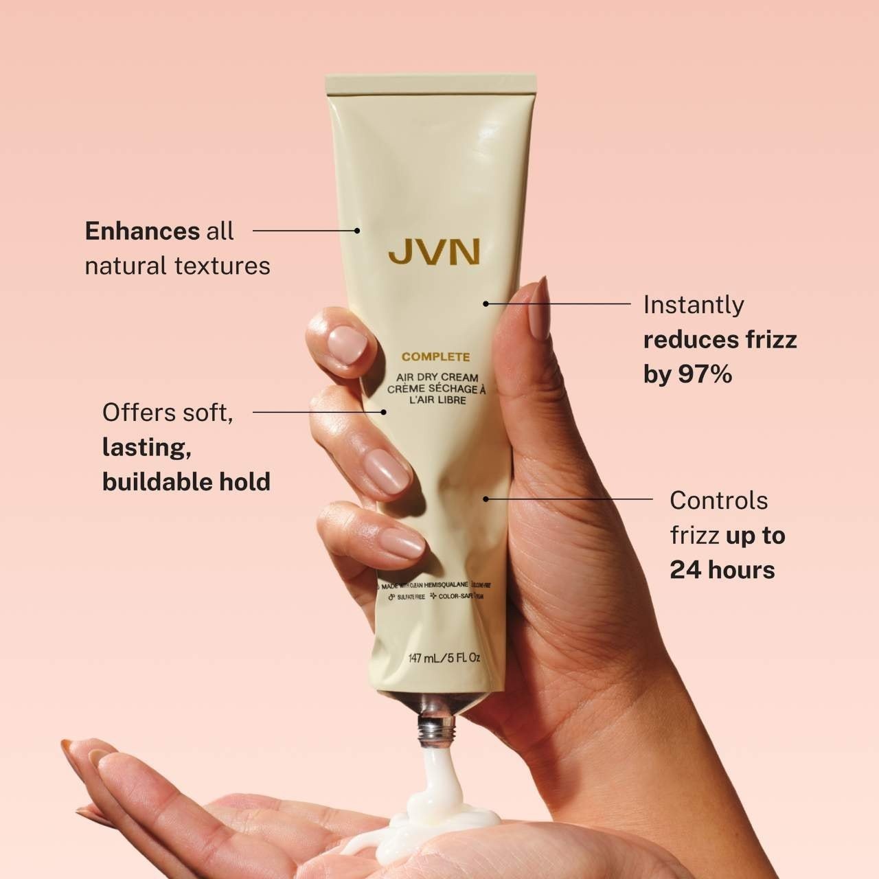 JVN Authentic Complete Hydrating Air Dry Hair Styling Cream Standard Or Mini