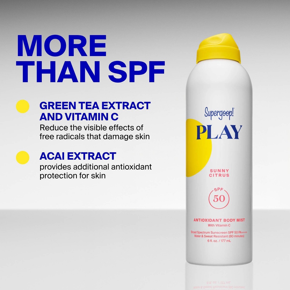 Supergoop! PLAY Antioxidant Body Sunscreen Mist with Vitamin C -SPF 50 – 3 fl oz