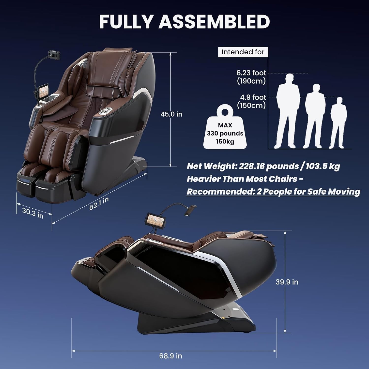 4D Massage Chair Full Body with Space Walk & Ankle Stretch, 2026 Zero Gravity 55
