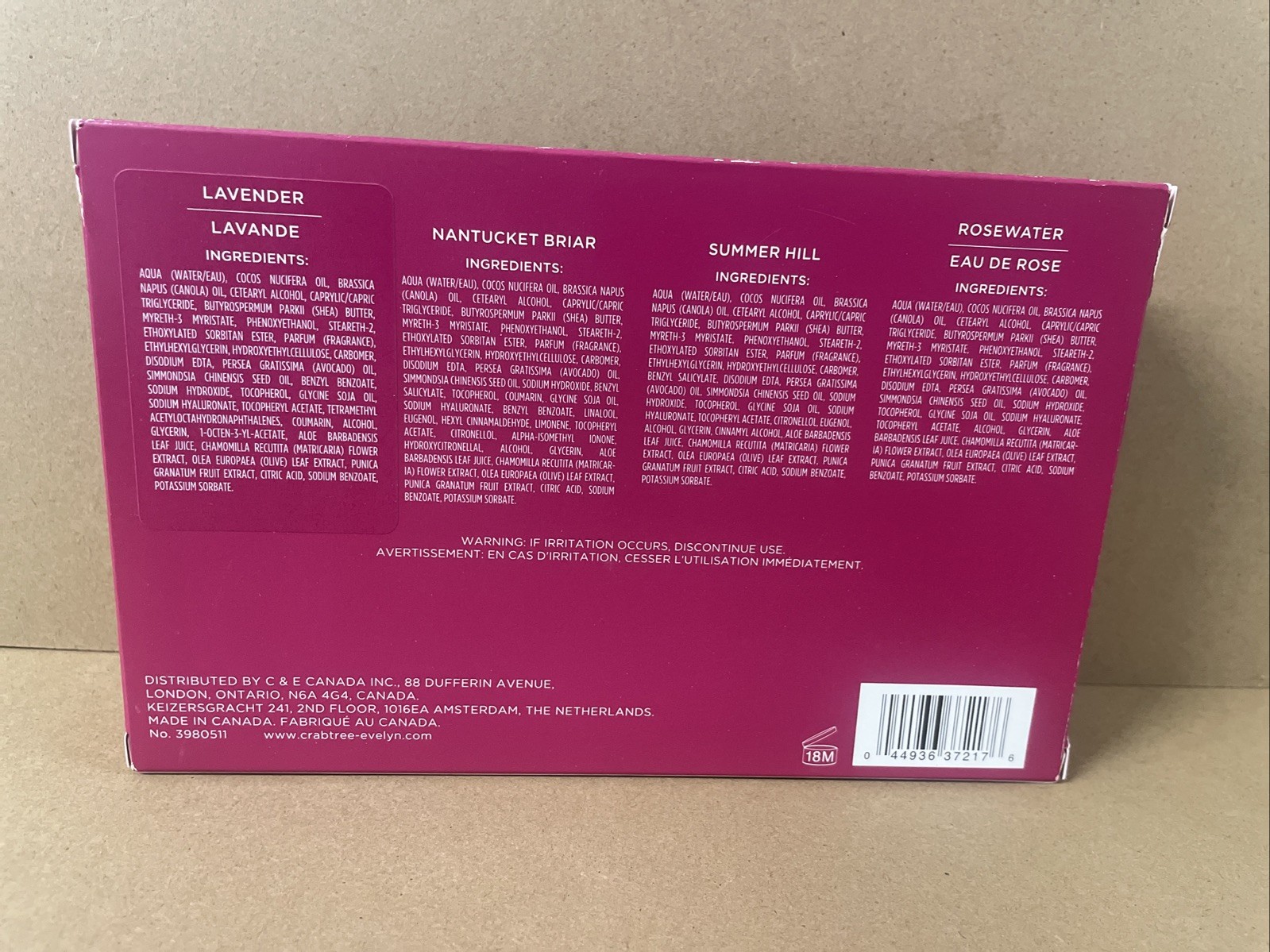 Crabtree & Evelyn Moisturising Hand Therapy 4 x 0.9 oz Gift Set NIB