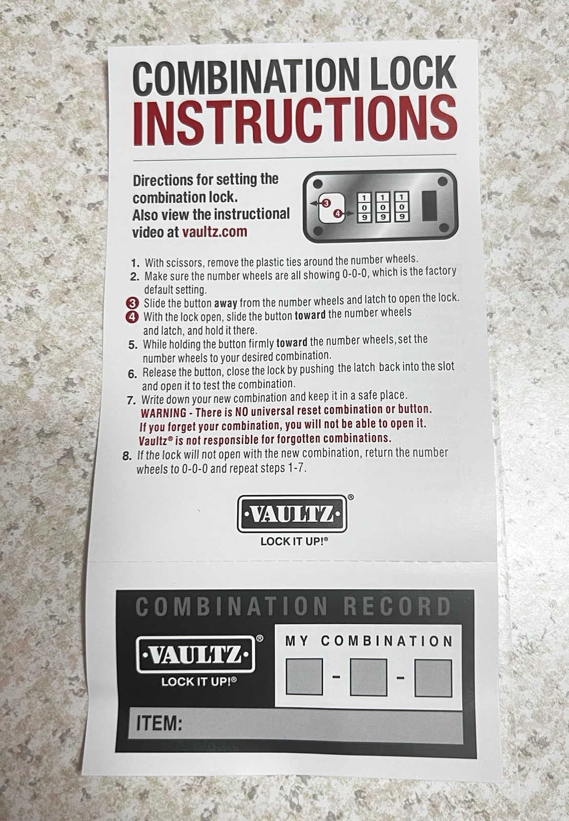 Vaultz Security Box with Keyless Security Combination Lock Med Locking Box NEW