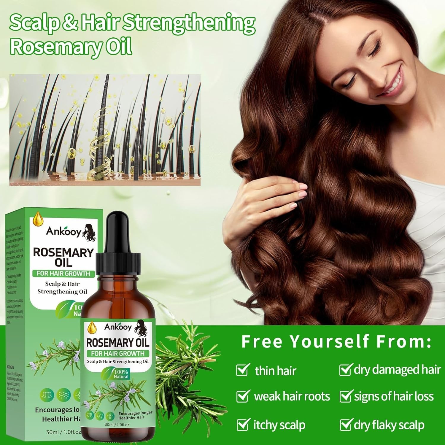 3 Pack Rosemary Oil for Hair Growth,Rosemary Hair Growth Oil,Strengthening Oil f