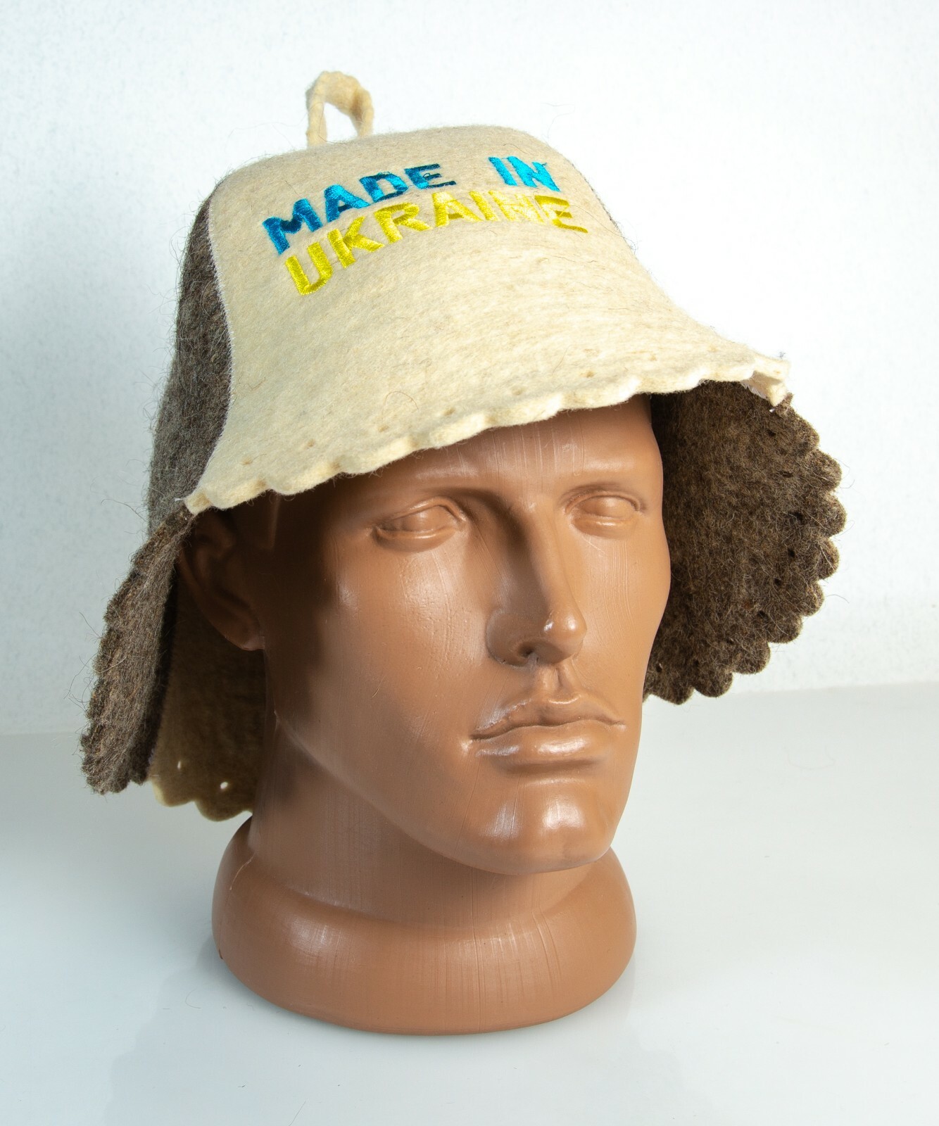 Sauna hat for ukrainian men women Made in Ukraine Blue Yellow Banya Wool felt