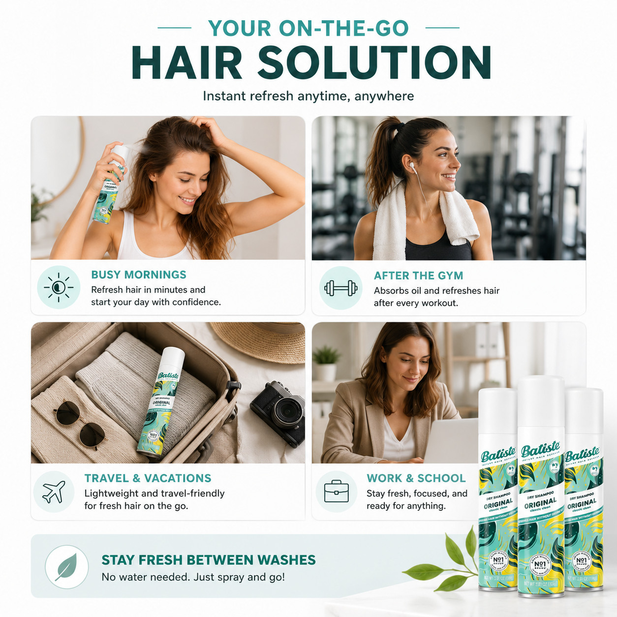 3 Pack Batiste Dry Shampoo Original Instant Hair Refresh 3.81 oz Each