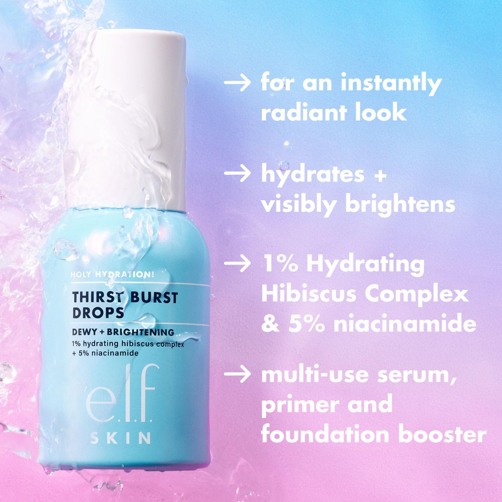 e.l.f. SKIN Holy Hydration! Thirst Burst Drops, For A Radiant Complexion Instant