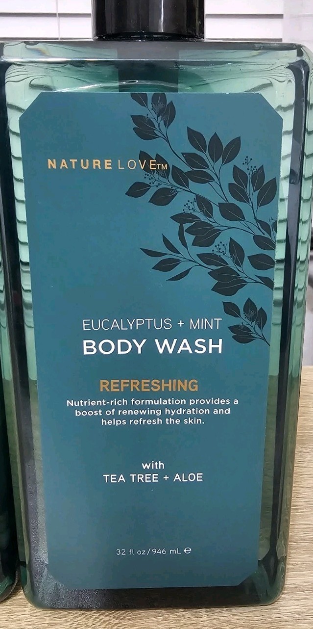 NATURE LOVE REFRESHING EUCALYPTUS MINT BODY WASH W/ Tea Tree & ALOE 2-pack