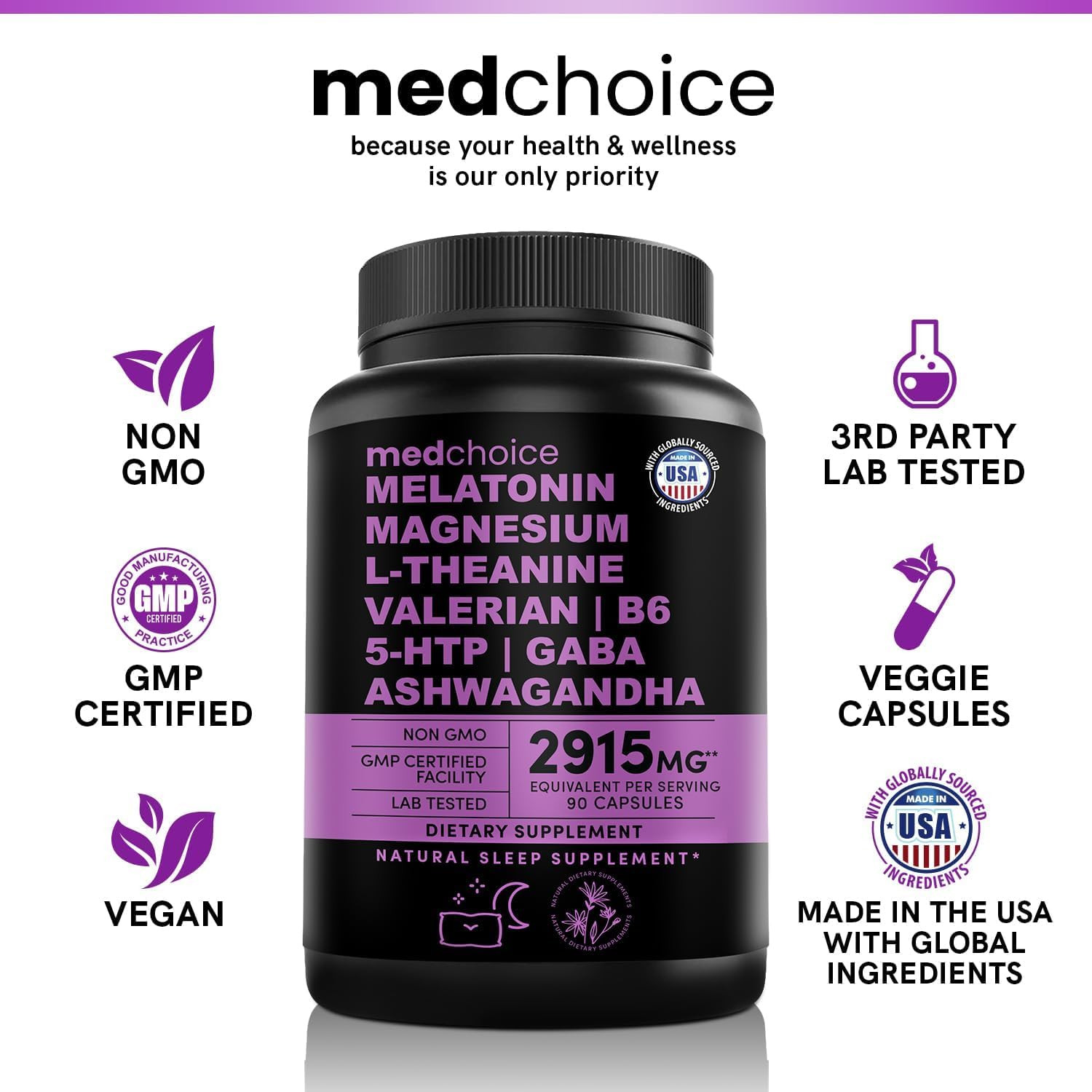 12-In-1 Melatonin Sleep Capsules – Natural Sleep Aids for Adults with Melatonin