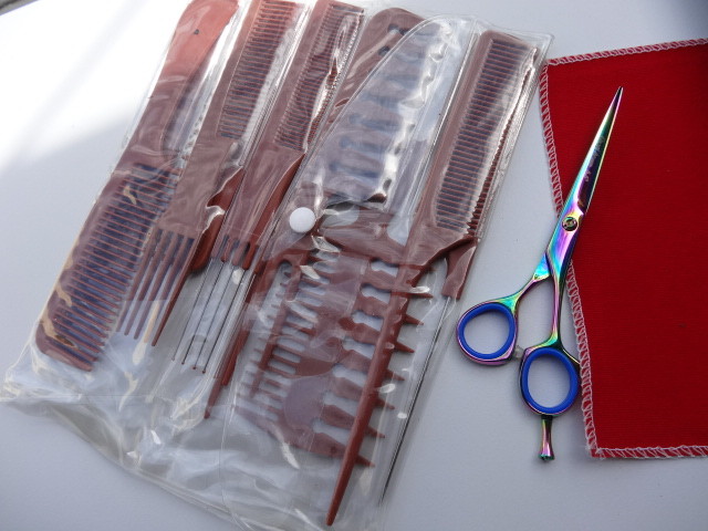 60 Days Warranty_5.5″ Hairdressing Hair Scissors/JapaneseSteel +10 pcs Comb Set