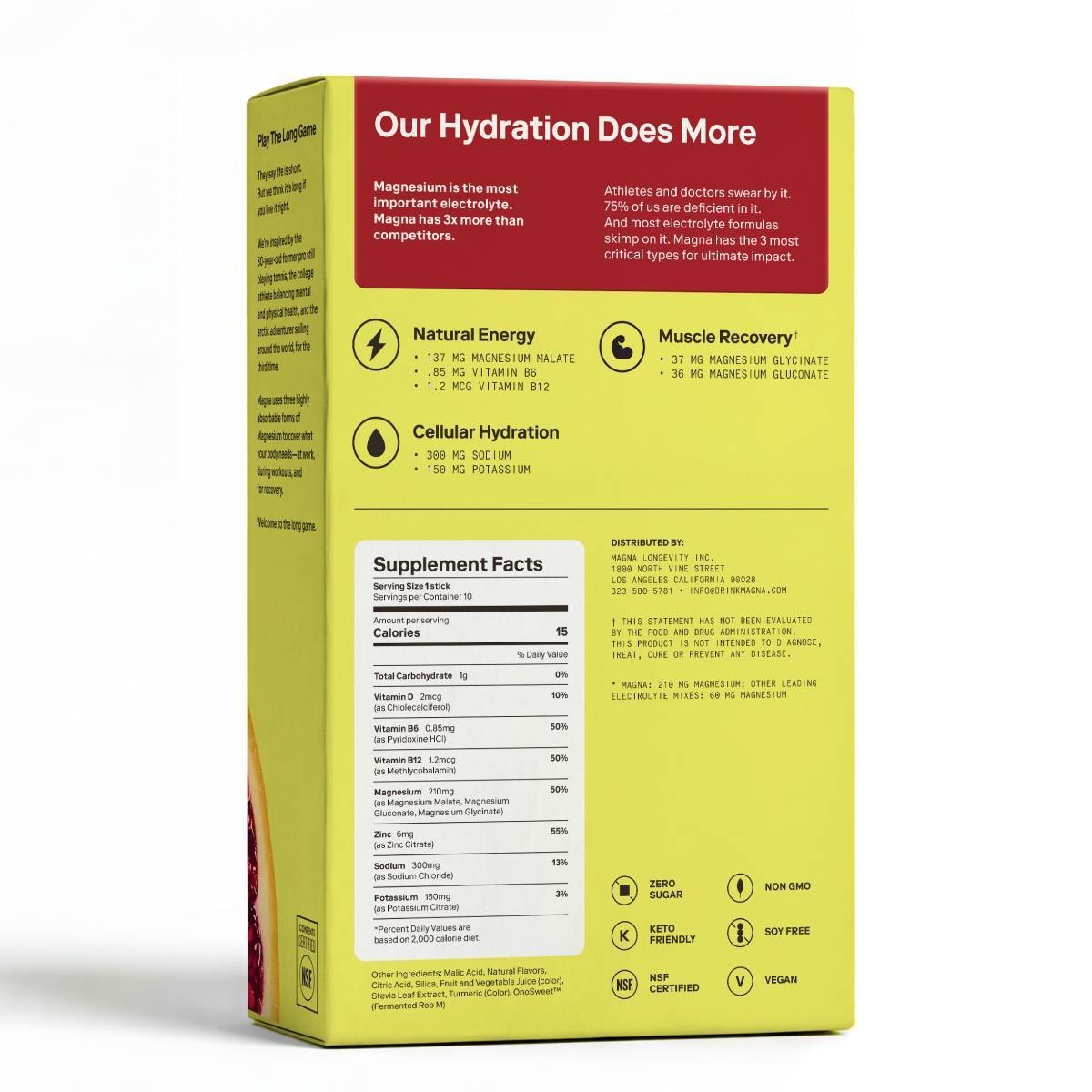 Magna Hydration Electrolyte Mix Stick Pack Vegan Powder – Blood Orange – 10ct