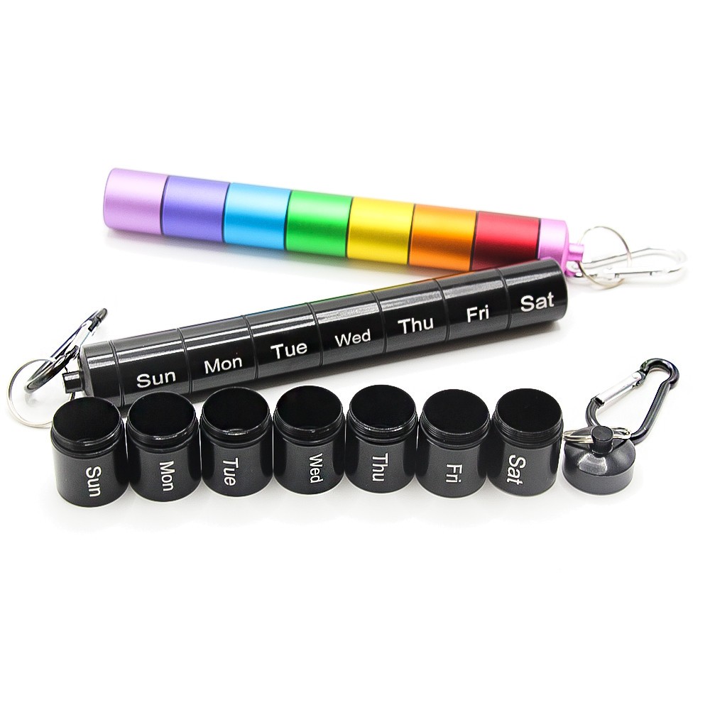 7 days Pill Box Metal Medicine Bottle Drug Holder Pill Container Case Keychain