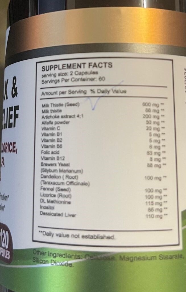 Liver Cleanse & Detox Support Supplement 1600mg with 120 caps + Milk Thistle