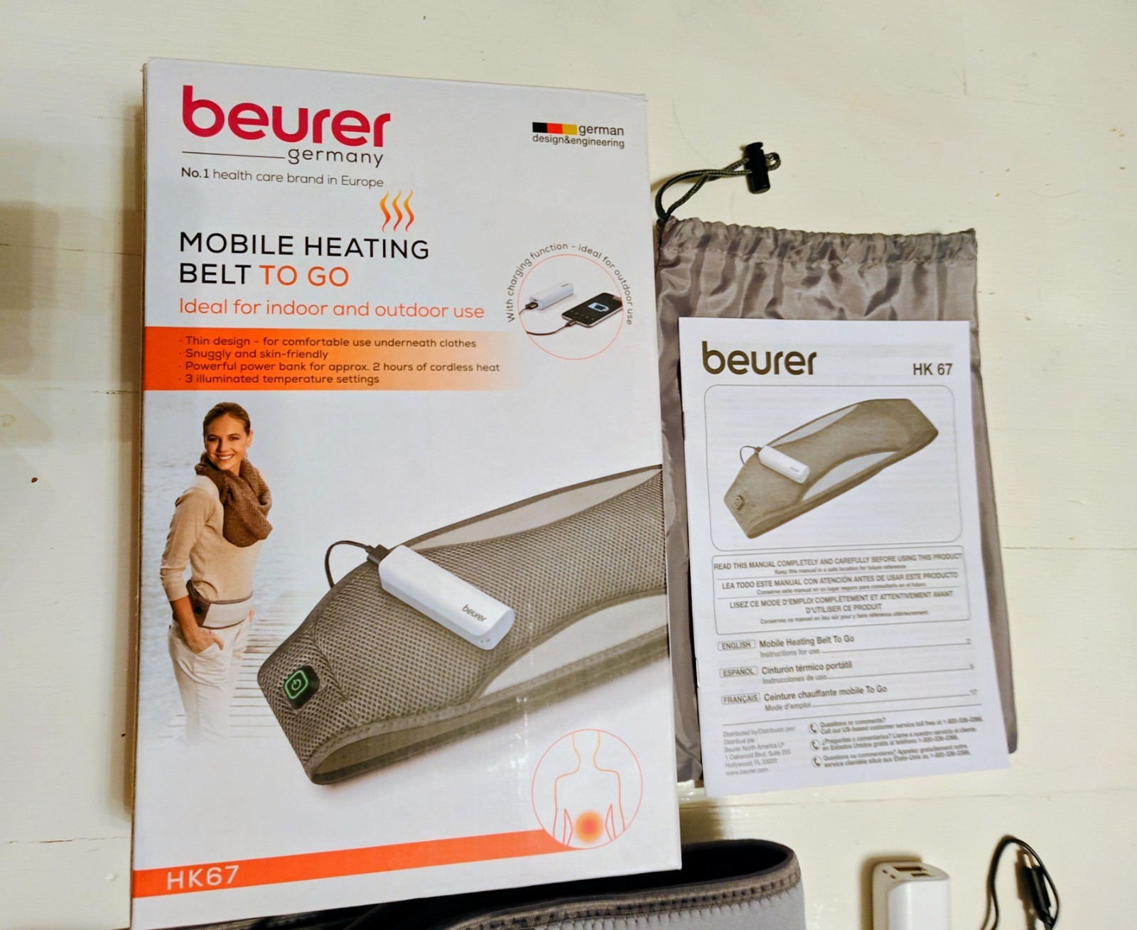 Beurer Germany Mobile Heating Pad to Go Ideal for Indoor/Outdoor Use HK47