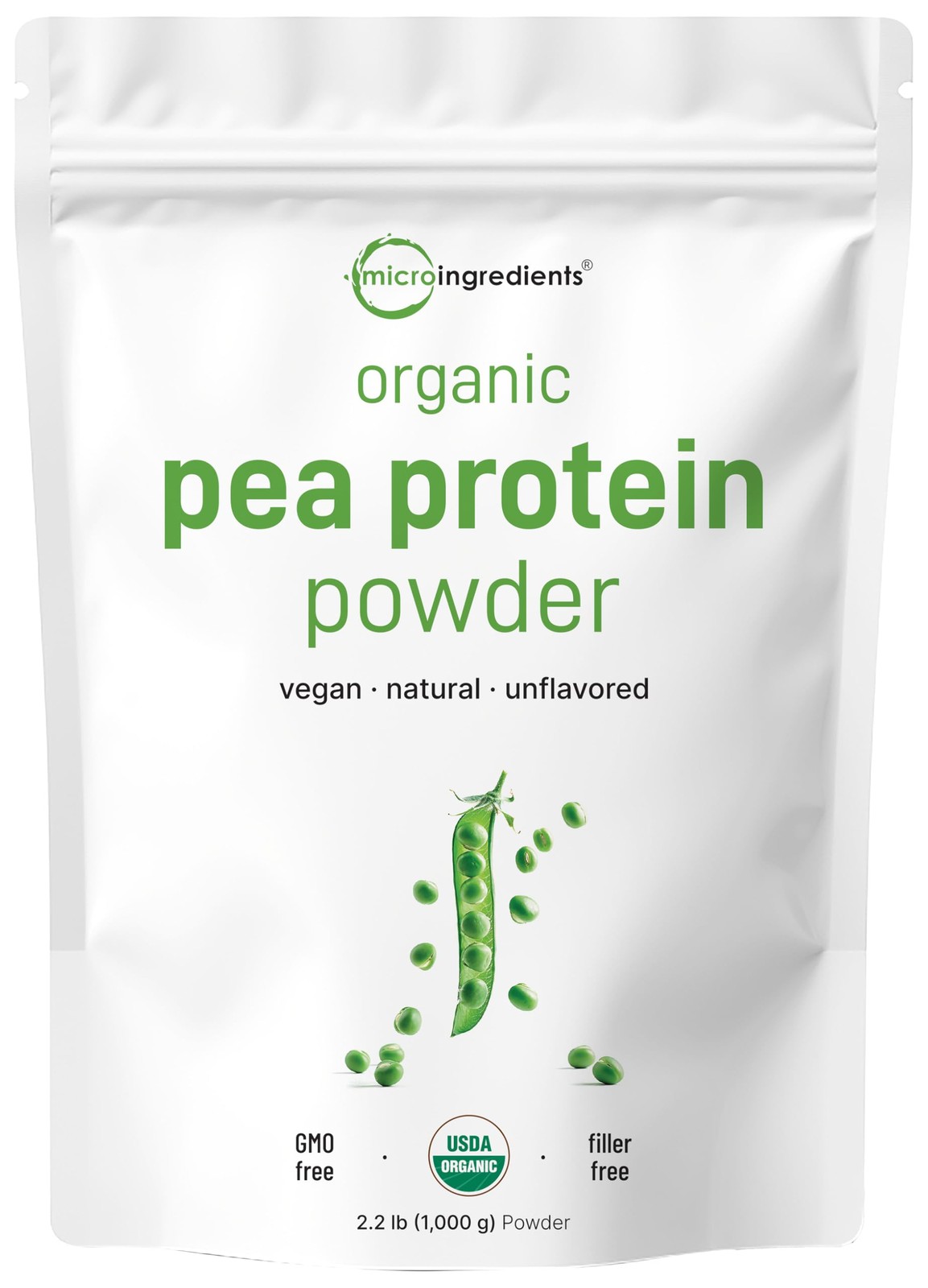 North America Grown, Organic Pea Protein Powder, 1KG 2.2 Pound (Pack of 1)