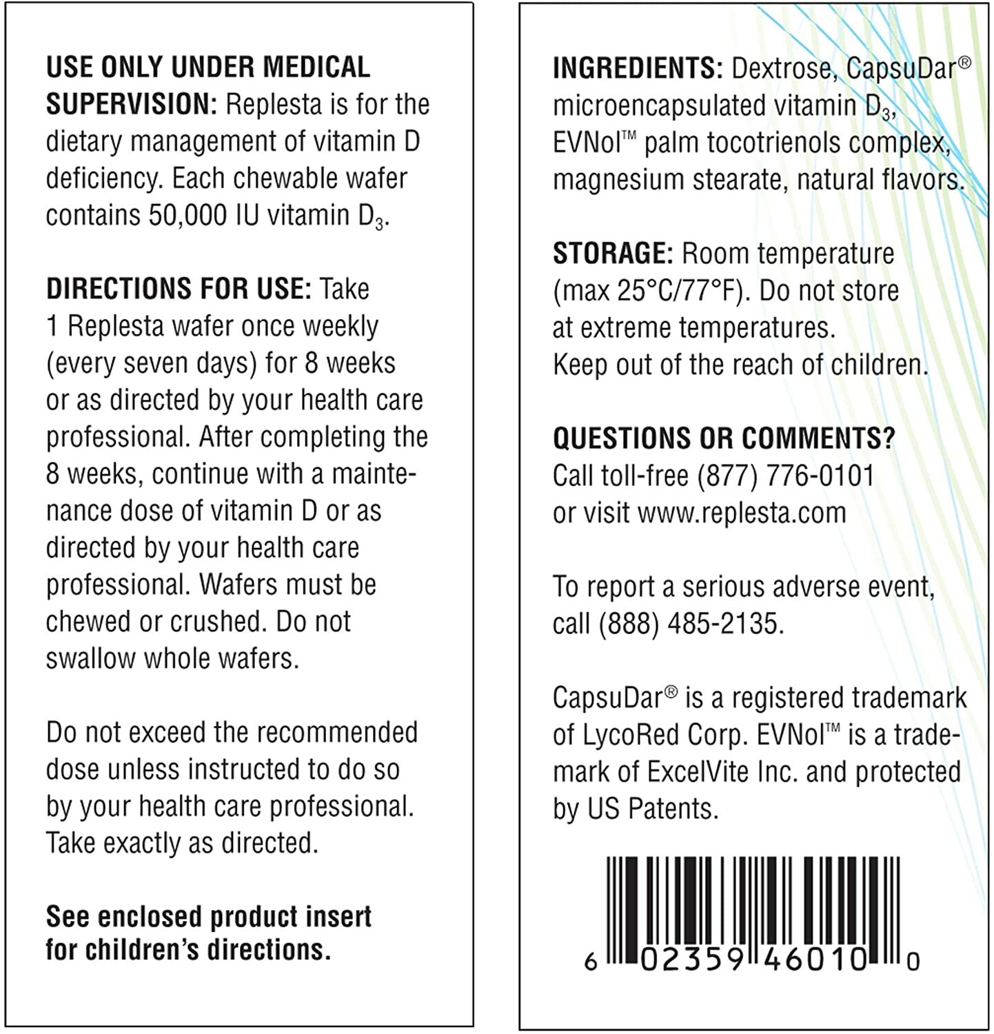 Replesta 50,000 IU Vitamin D3, Chewable Wafer, Natural Orange Flavor, 4 ct, 1 pk