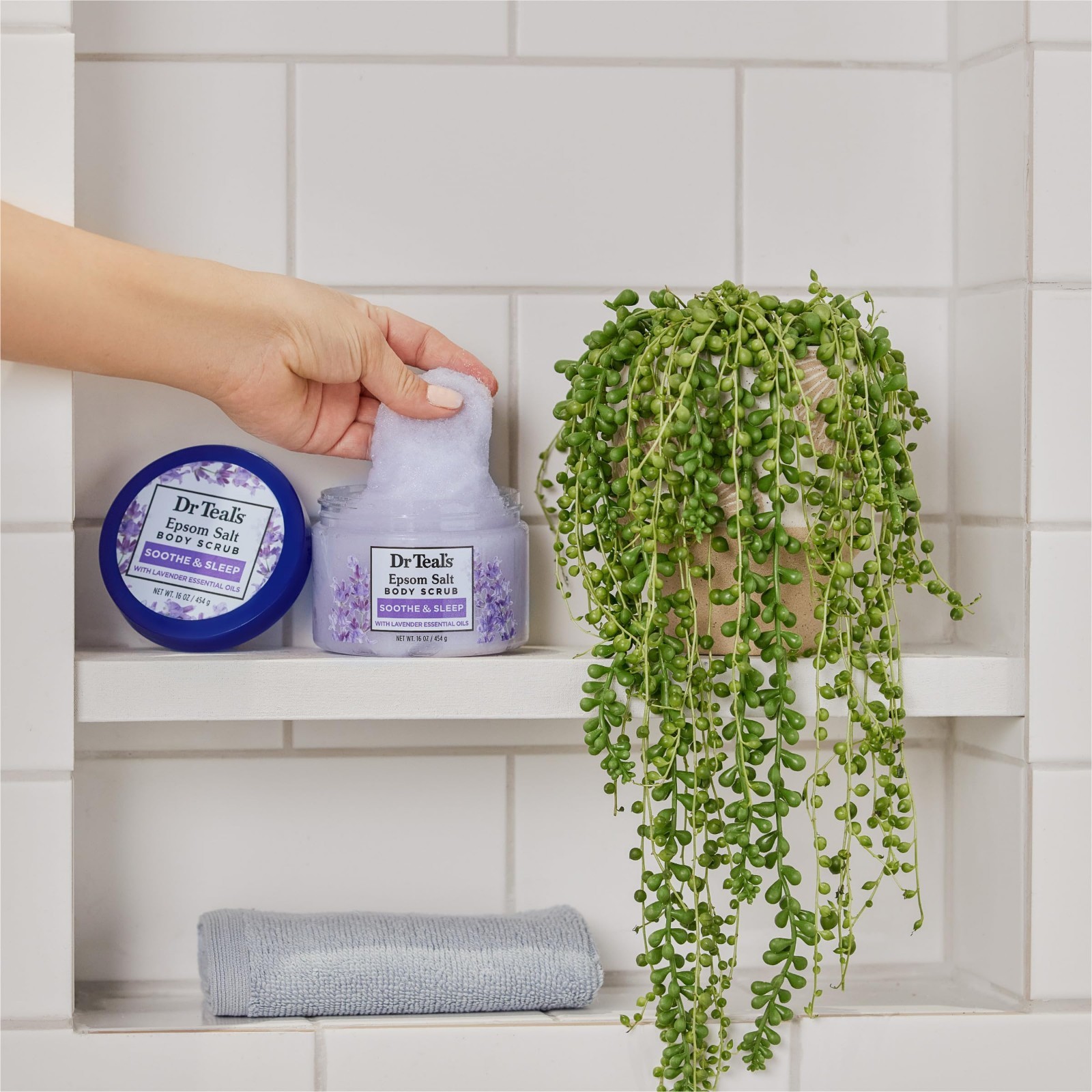 Epsom Salt Body Scrub – Soothe & Sleep with Lavender Essential Oils, 16 oz (3 Pa