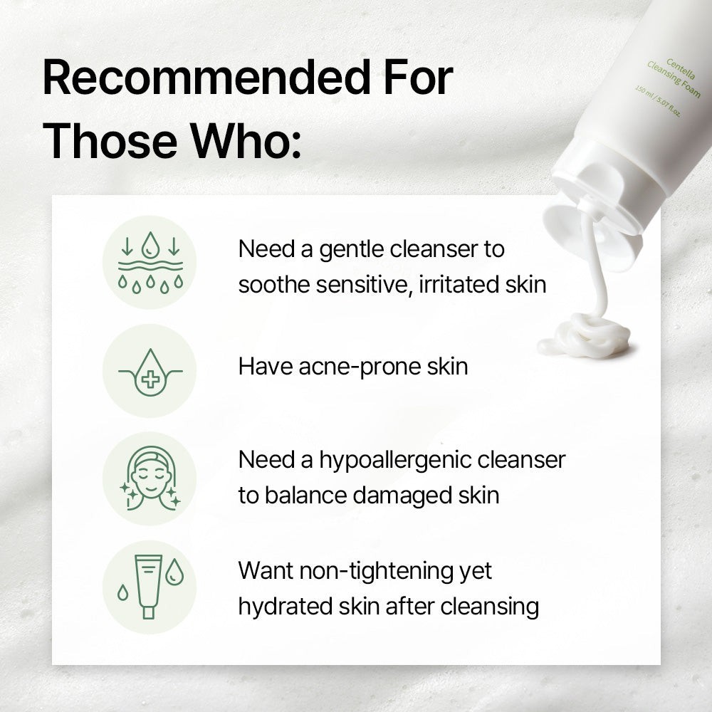 Mixsoon Centella Facial Cleansing Foam Skincare, 5.07 fl oz – EXP 05-22-2027