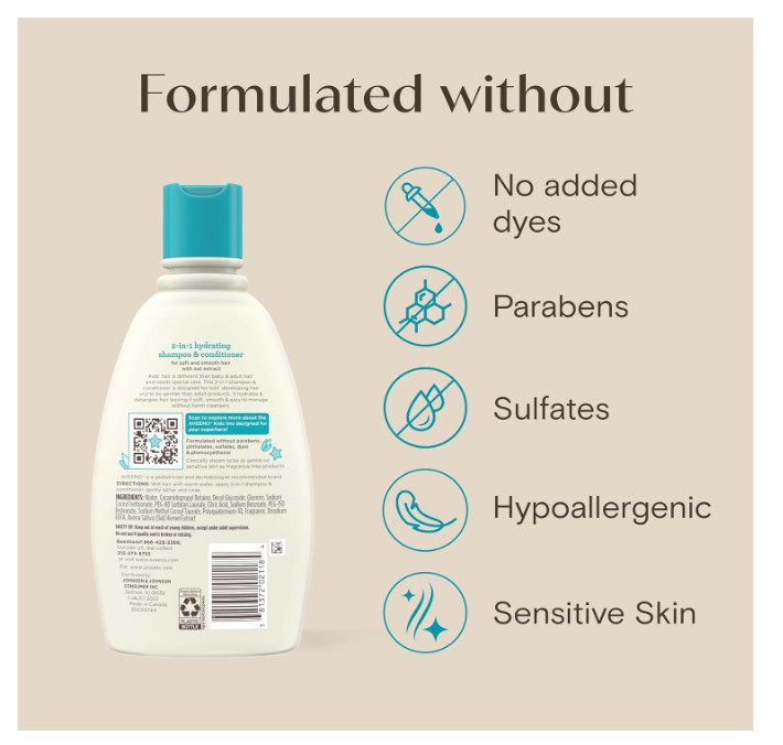 Kids Shampoo & Conditioner, Formulated With Oat Extract to Gently Cleanse, Cond