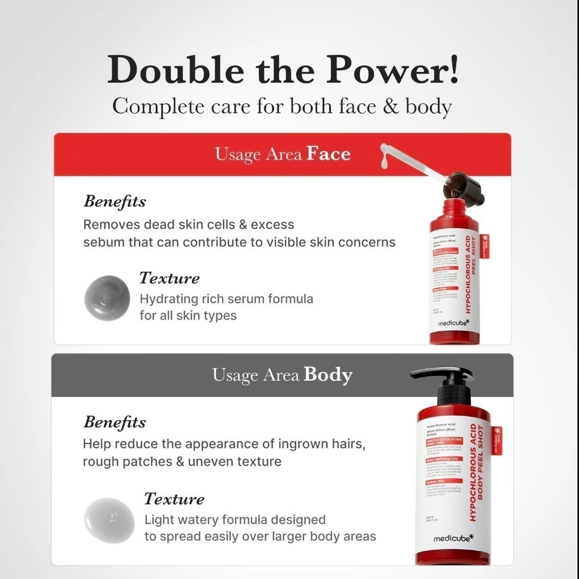 NEW Medicube Hypochlorous Acid Rice Peel Shot Duo