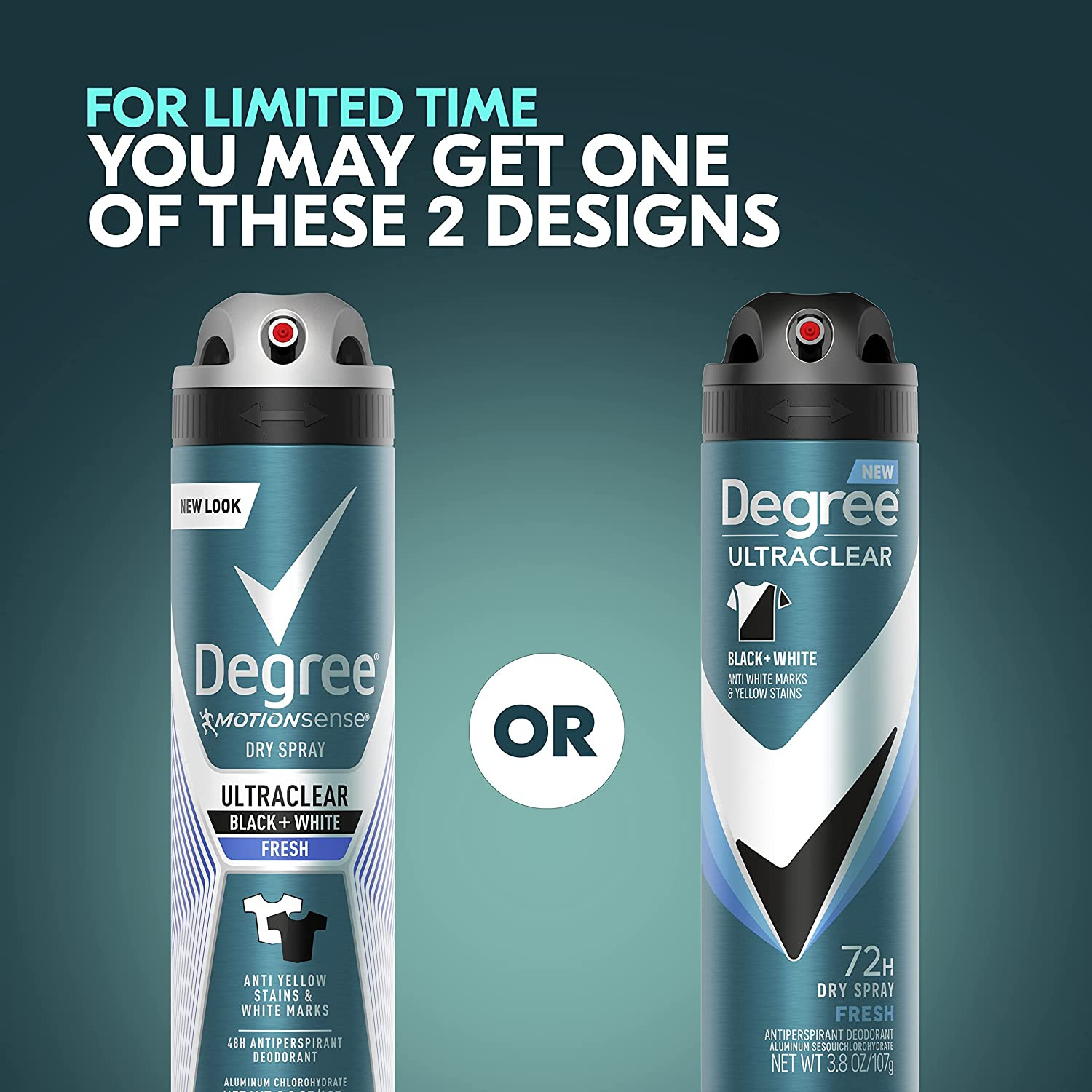 Degree Men Antiperspirant Spray Black + White 3 Count Protects from Deodorant St