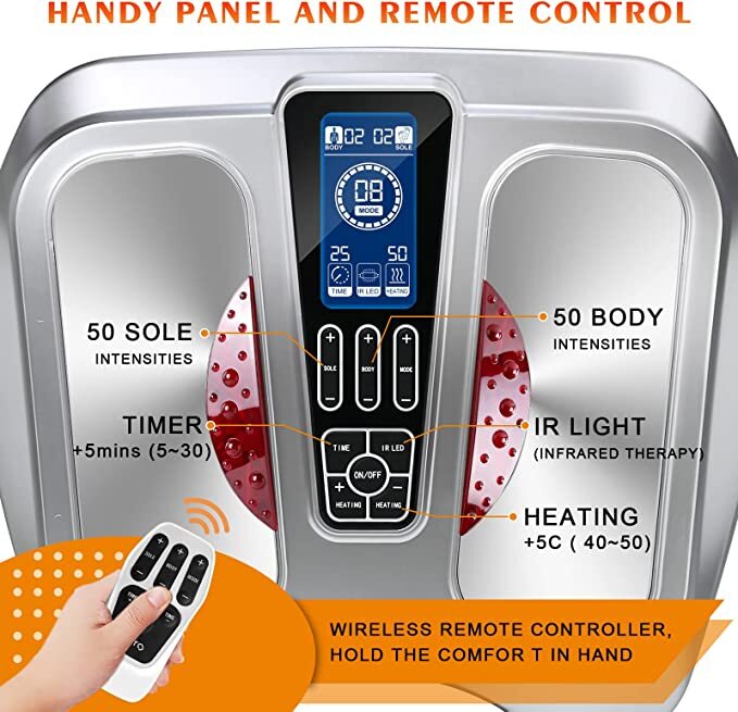 EMS Foot Massager, Electric Foot Circulation Stimulator with Heat for Neuropathy