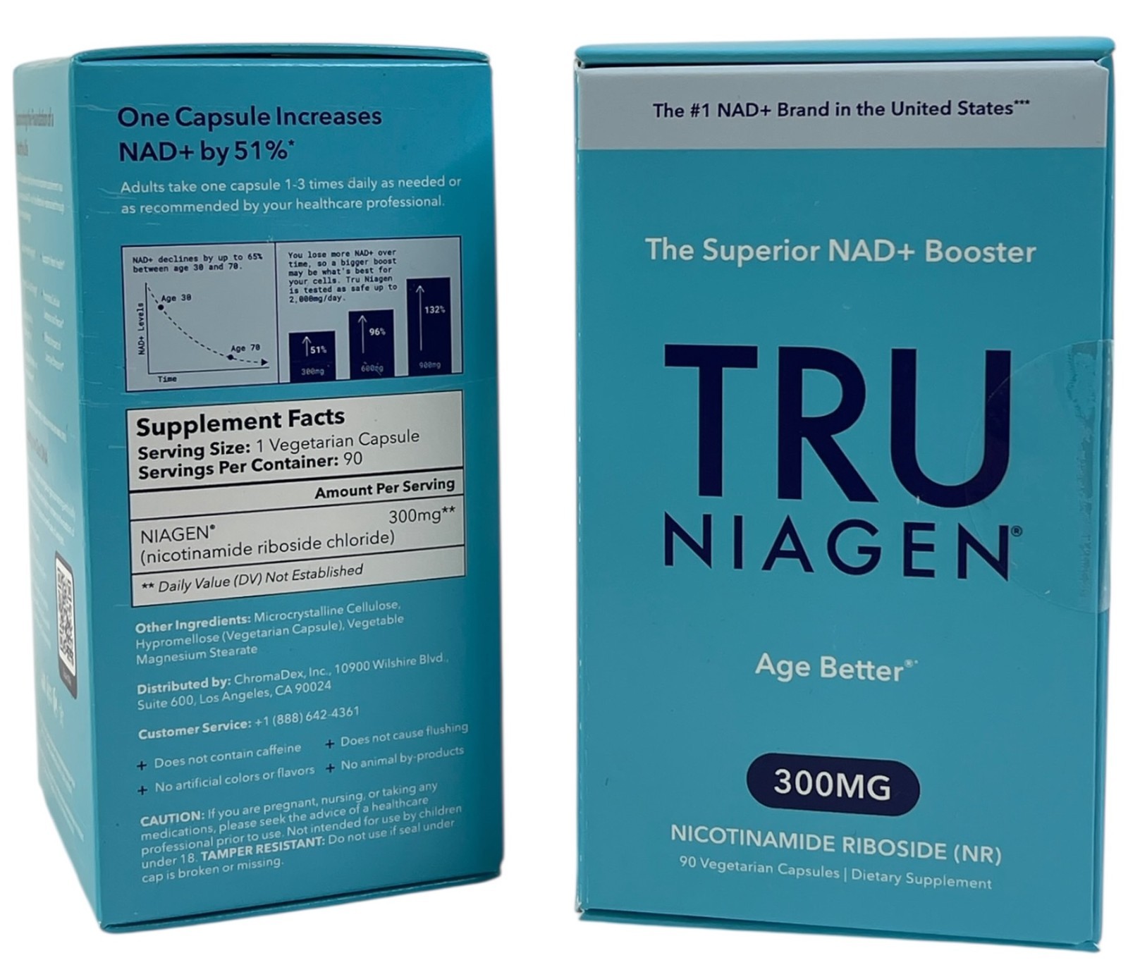 2x TRU Niagen Nicotinamide Riboside 300mg NAD+ Booster Supplement – 90 Capsules