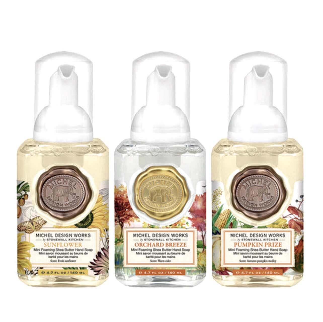 Michel Design Works Mini Foaming Soaps Fall Harvest Scents,Set Of 3, 4.70z Each