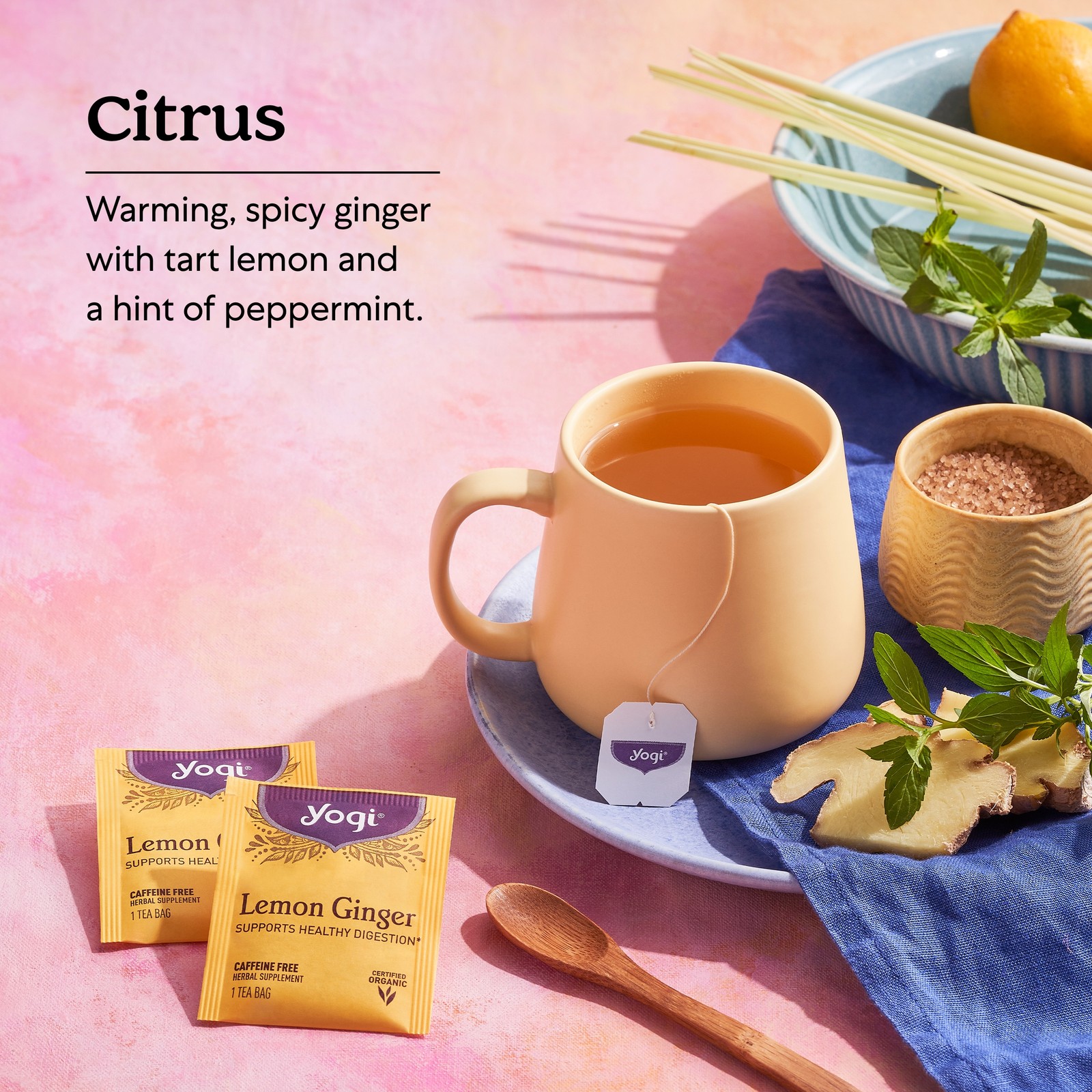 Yogi Tea – Lemon Ginger – Supports Healthy Digestion – 6 Pack, 96 Tea Bags