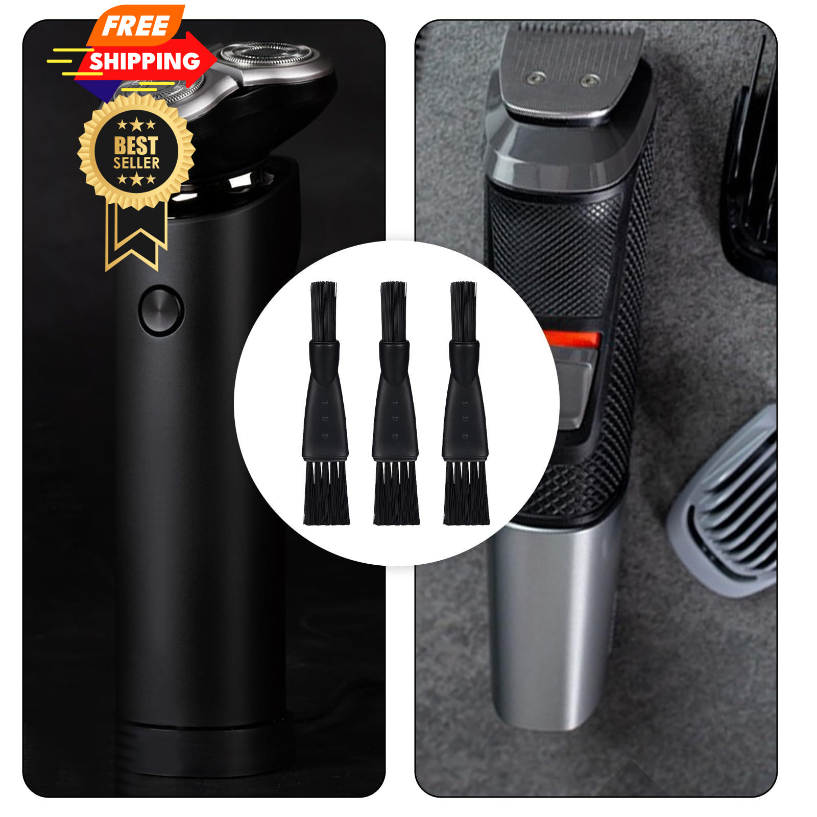 10 PCS Electric Shaver Cleaning Brush, Clipper Cleaner 6.1cm/2.4in, black
