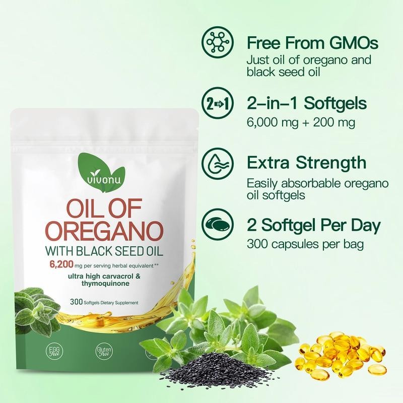 Oil of Oregano with Black Seed Oil | Natural Antioxidants | Nutritional Support