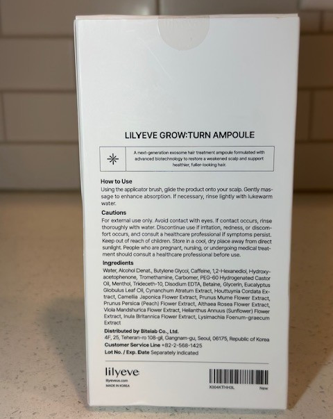 Lilyeve Growturn Ampoule For Hair Scalp Care 3.38oz Expires 2028