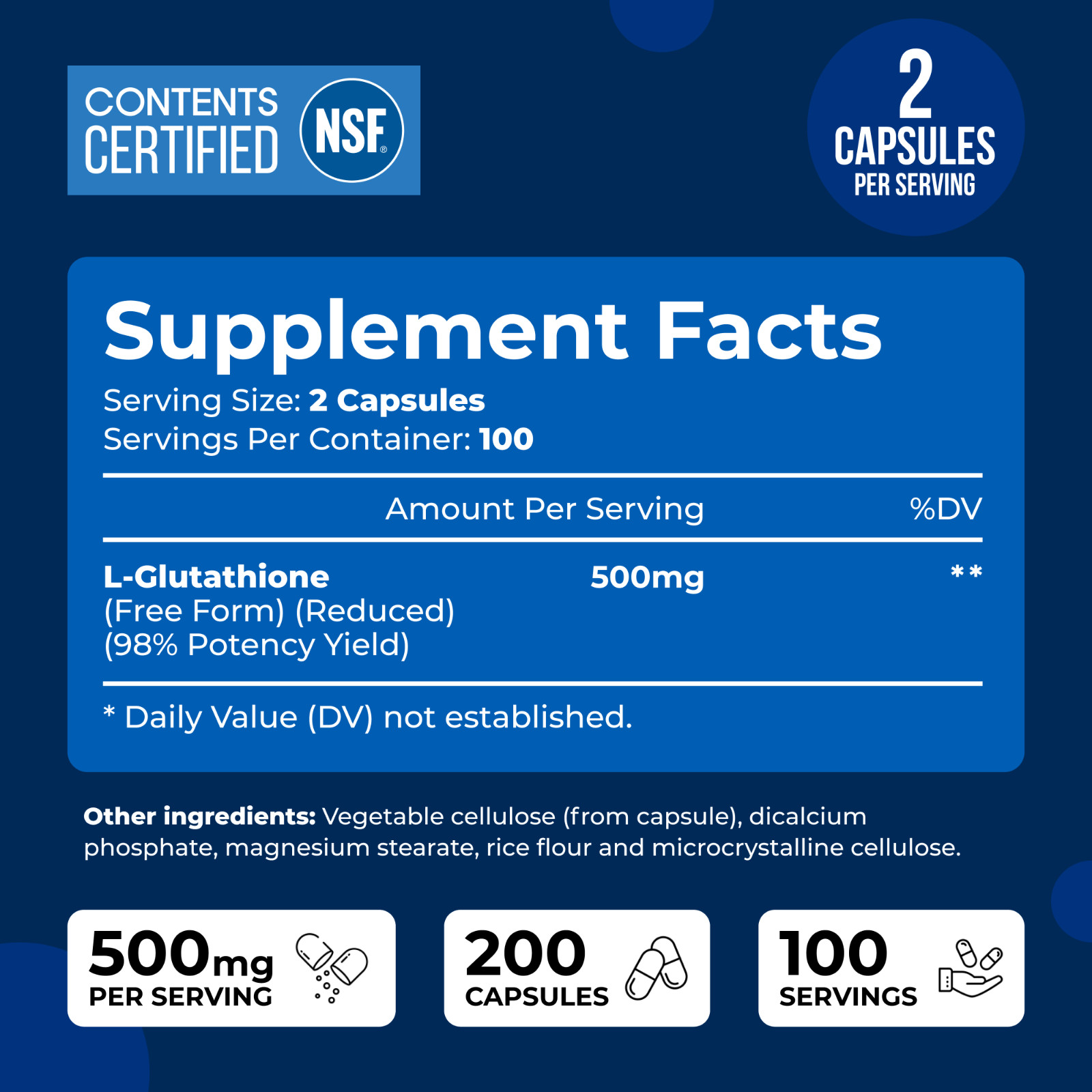 Glutathione 500mg Capsules – 200 Count