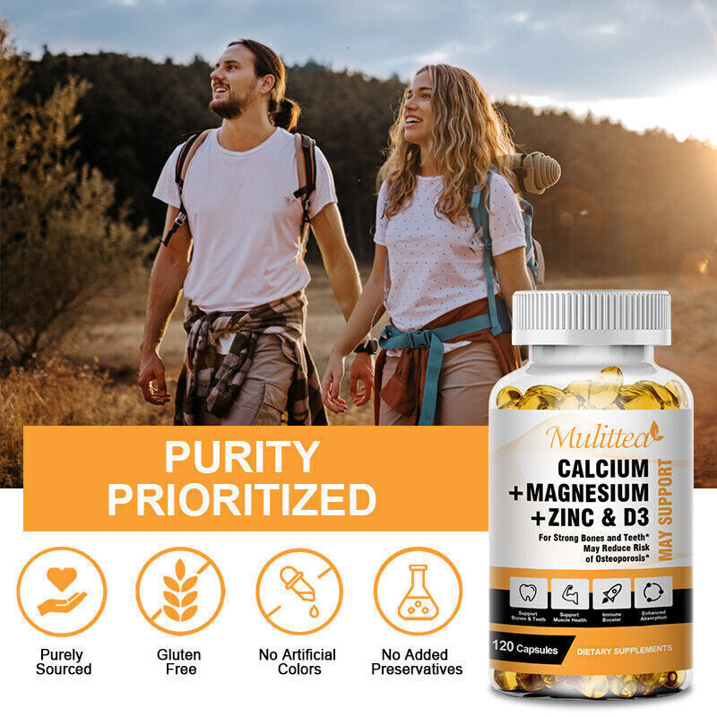 Zinc Calcium Magnesium & Vitamin D Complex Supplement Bone Muscle Immune Support