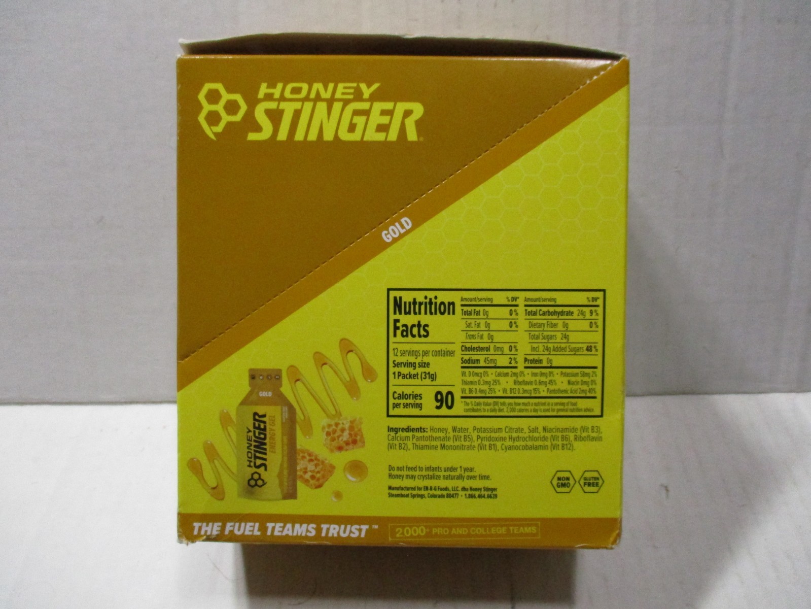 Honey Stinger Gold Gel 1.1 oz 12 Count Best By 04/08/2027