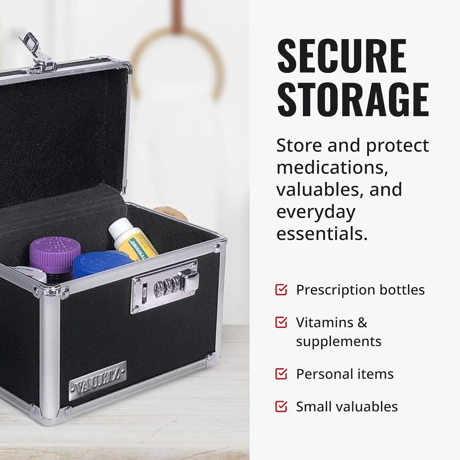 Felt Lock Box with Combination Mechanism for Safe Medication Storage