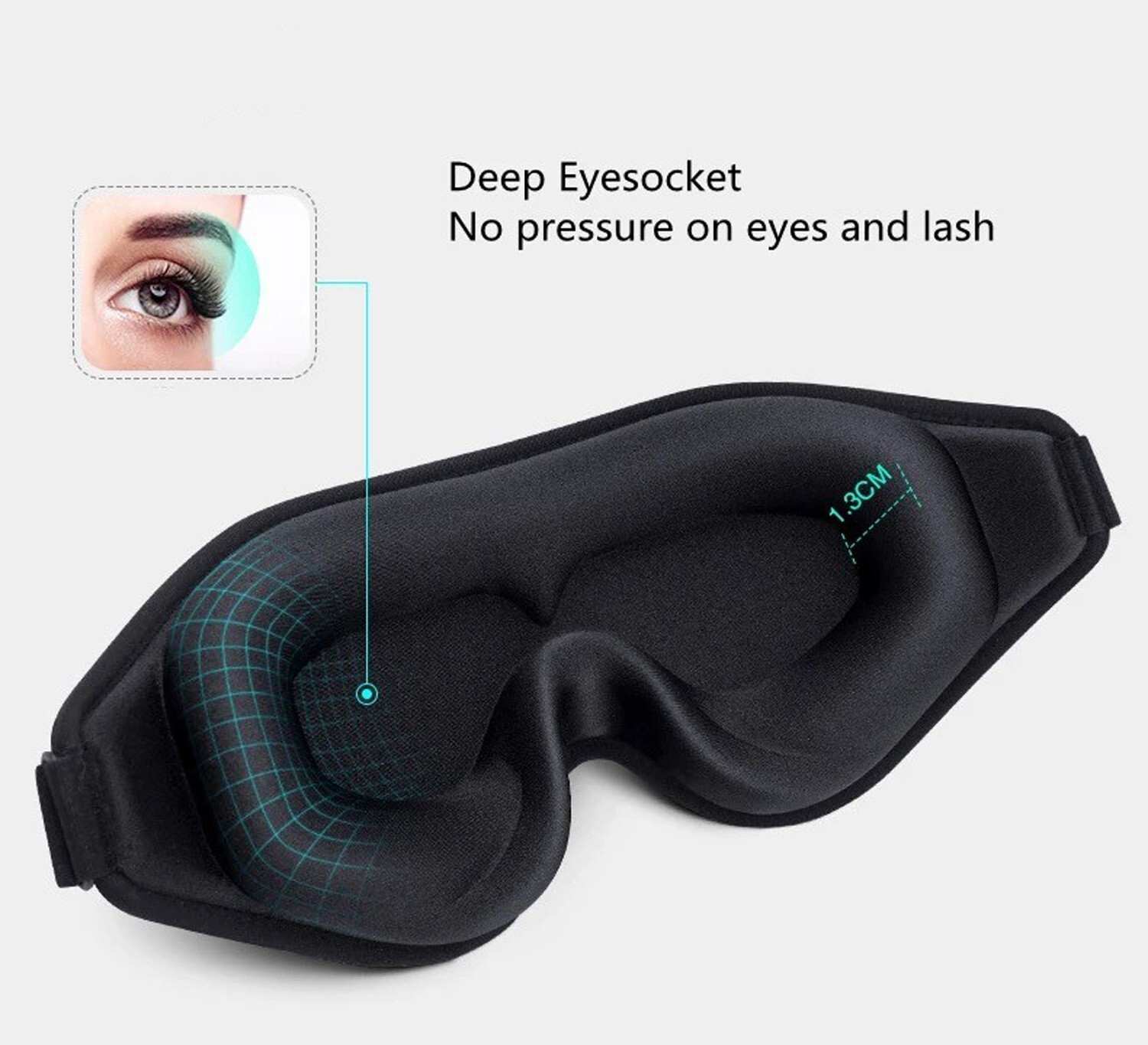 3D Black Sleep Mask For Men & Women Eye Mask Sleep Blindfold Travel Accessories