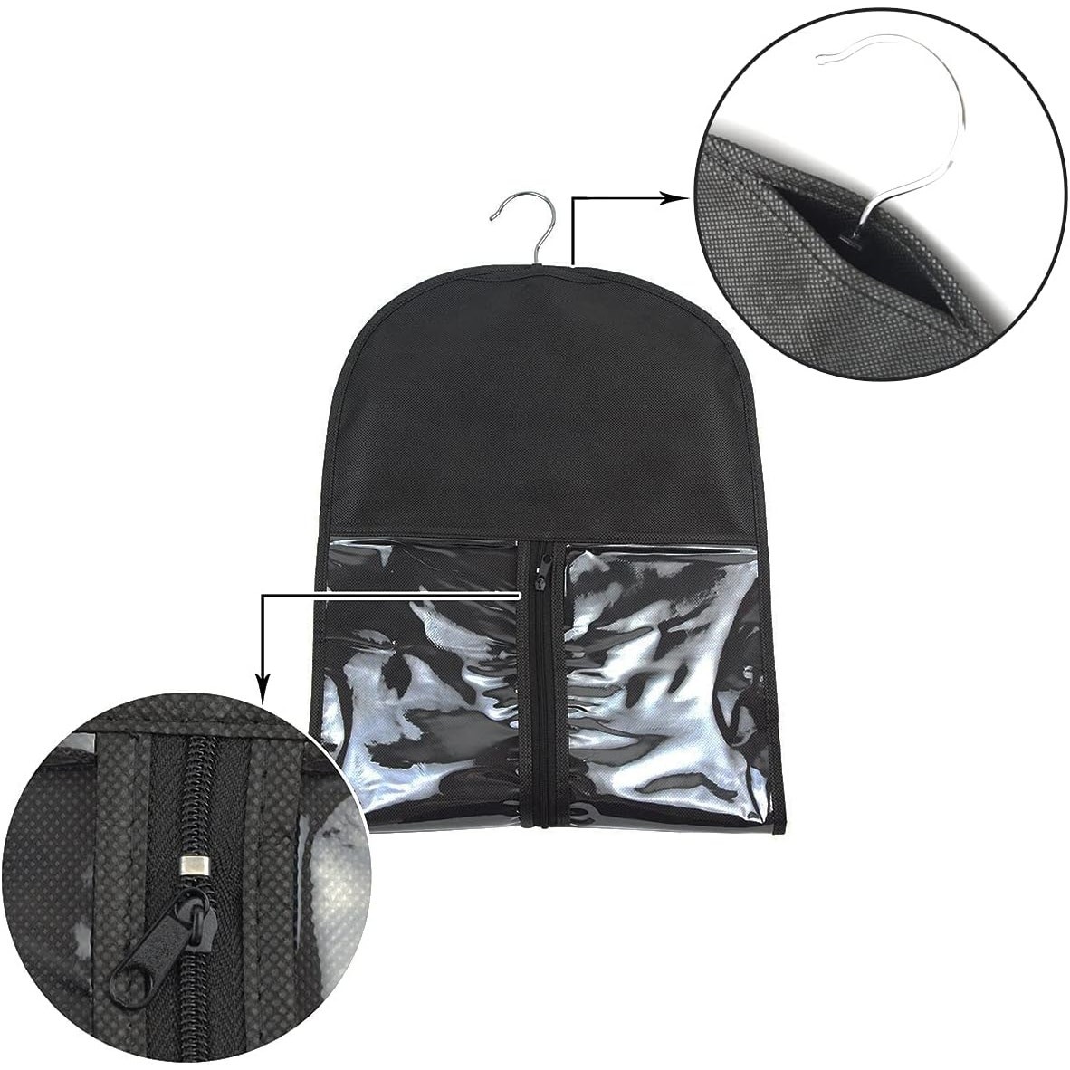 4 Pcs Hair Extensions wig Storage Bag Portable Dust-proof Black (NO HANGERS) new