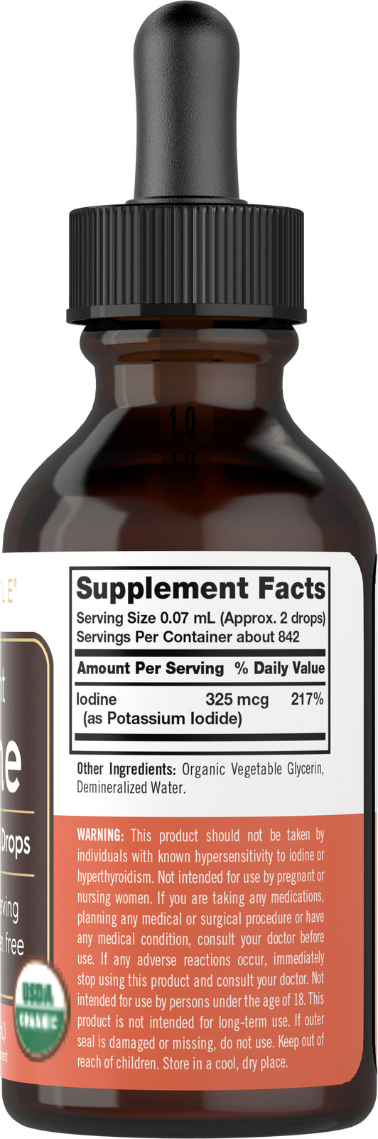 Organic Nascent Iodine Liquid Drops | 2 fl oz | Vegan | Non-GMO | by Carlyle