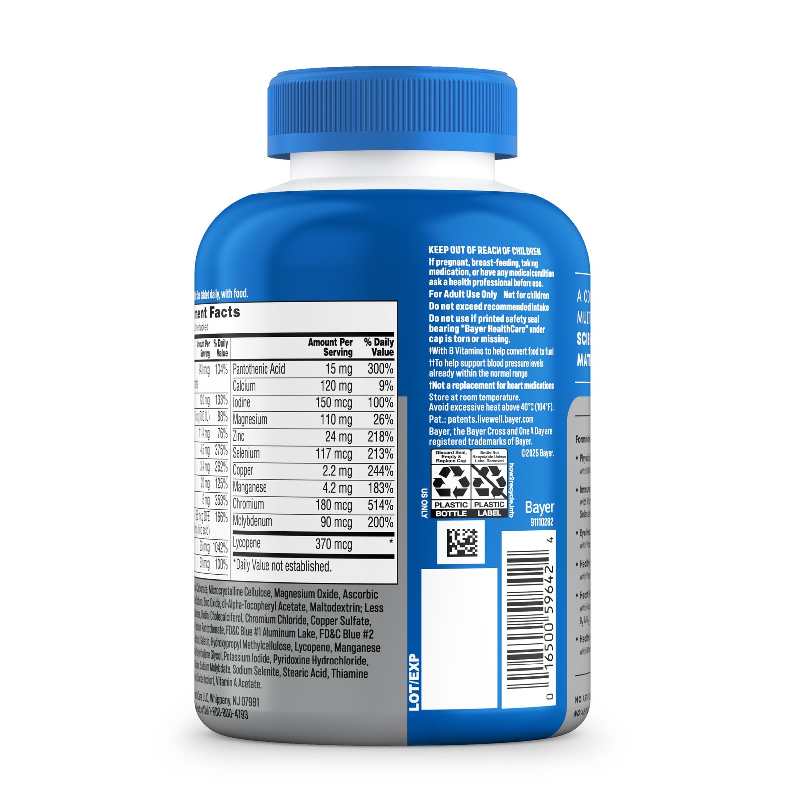 One A Day Men’s 50+ Healthy Advantage 200 Count (Pack of 1), Mint Blue