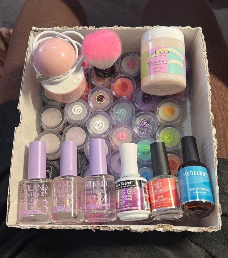 Saviland Glitter Dip Powder Multicolor Lot, Assorted Jars w/ Nail Liquids