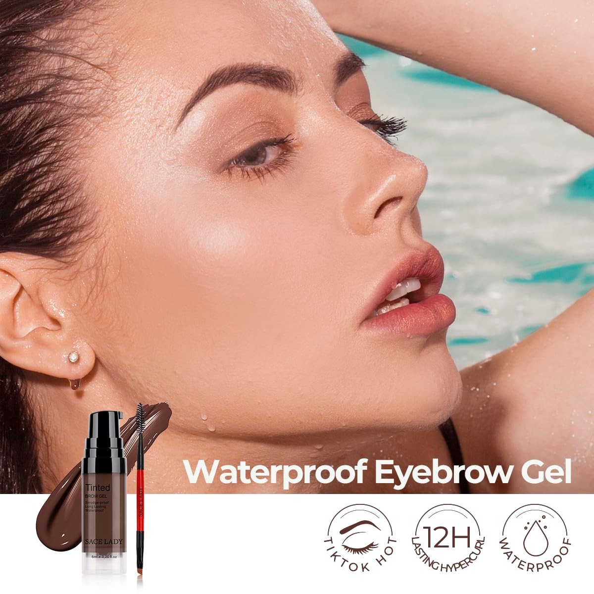 SACE LADY 3D Eyebrow Gel Waterproof 24H Brow Cream Light Brown