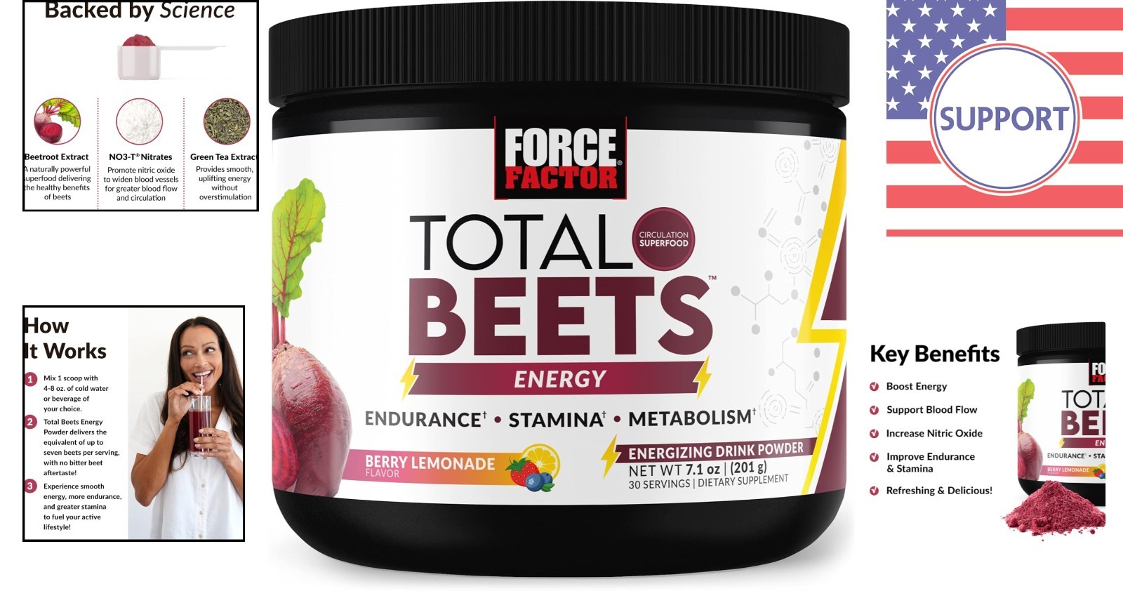 Total Beets Energy Powder – Delicious Berry Lemonade Beet Root Supplement, 30…