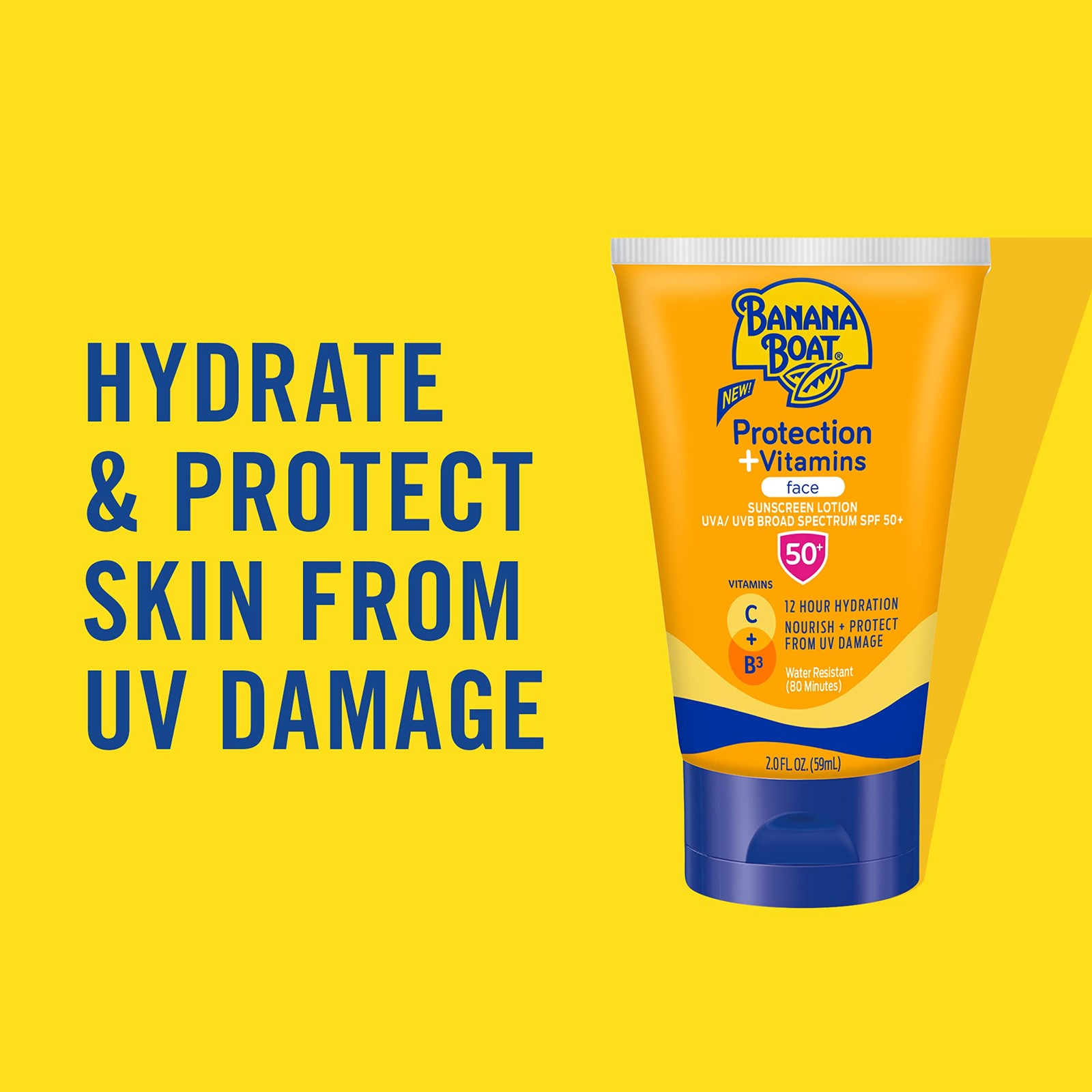 Banana Boat Protection + Vitamins Face Sunscreen 2 Fl Oz (Pack of 1), White