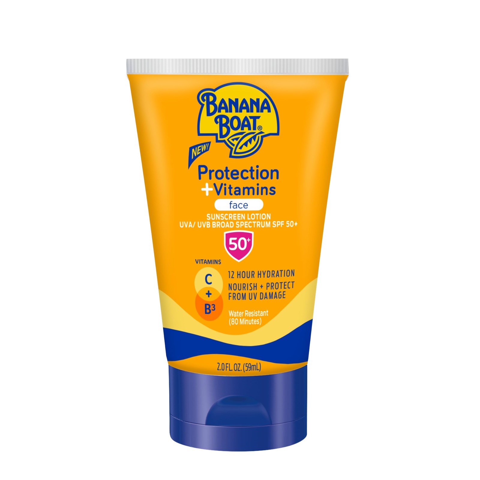 Banana Boat Protection + Vitamins Face Sunscreen 2 Fl Oz (Pack of 1), White