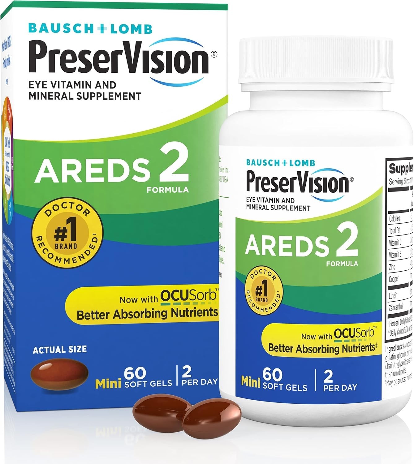 PreserVision AREDS 2 Eye Vitamins Lutein Zeaxanthin Zinc 60 Mini Softgels