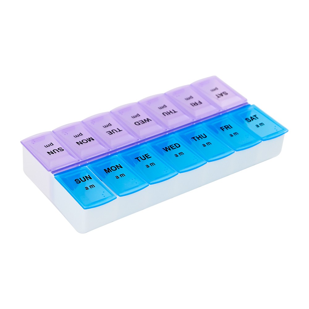 2 Pack Weekly Pill Box Organizer 7 day Organizer Case Medicine Box Twice a Day