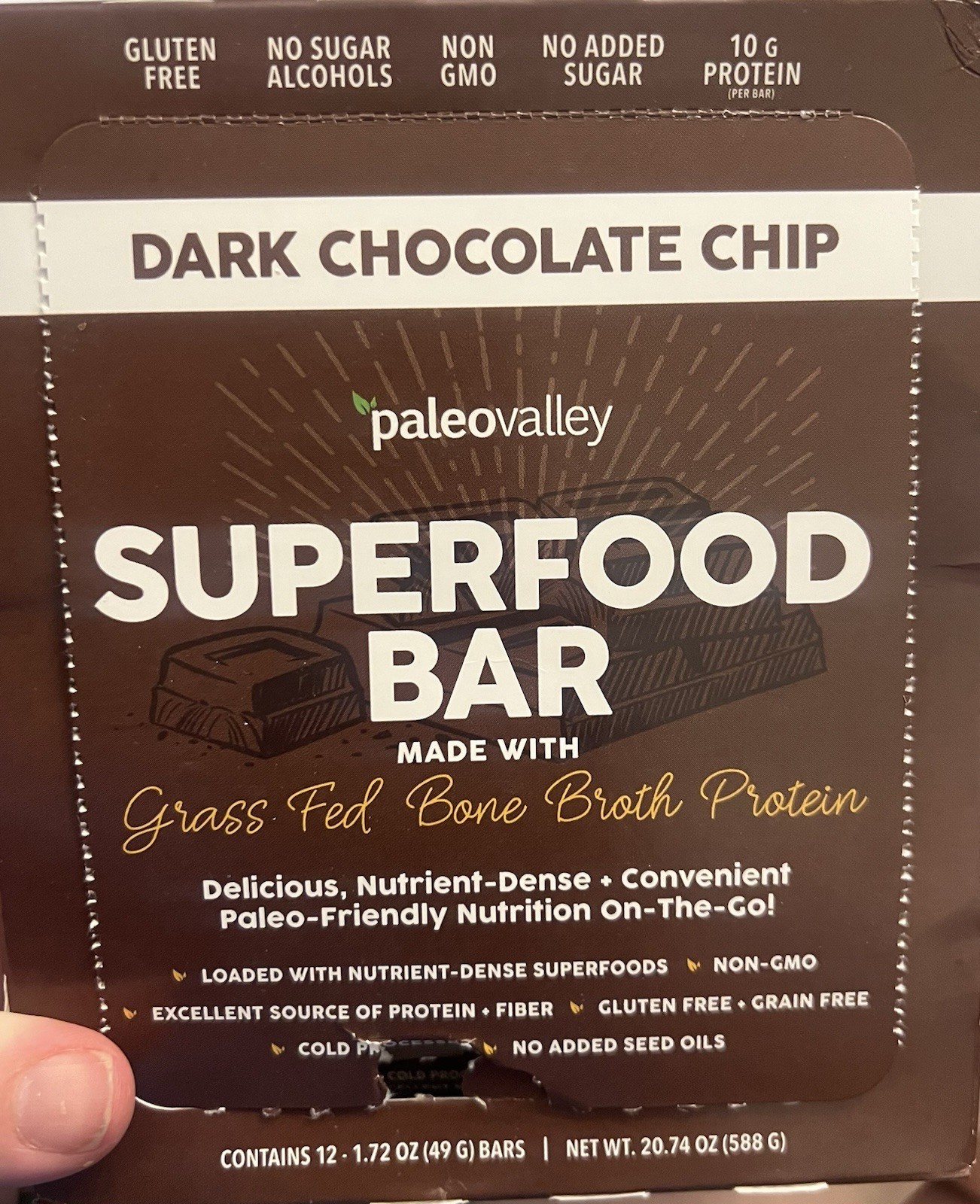 Paleovalley Superfood Bar – Dark Chocolate Chip New BB 9/10/2025