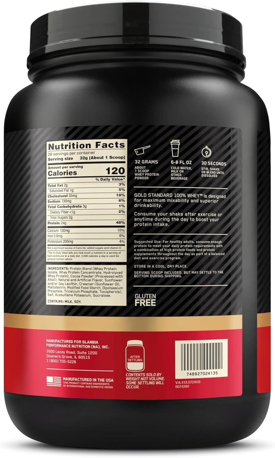 Optimum Nutrition Gold Standard 100% Whey Protein Powder, Extreme Milk Chocolate