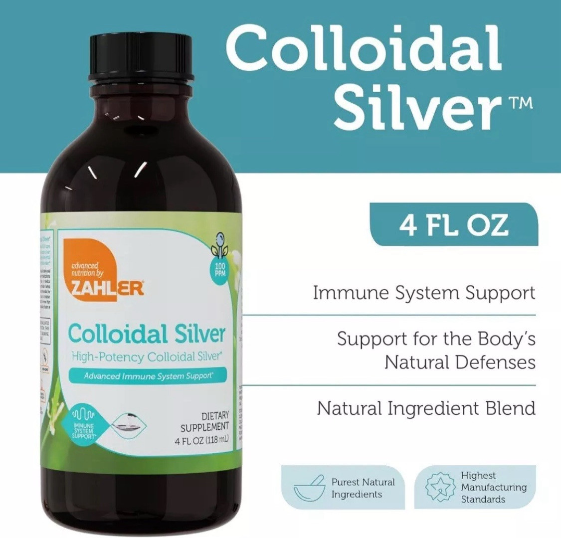 Colloidal Silver Liquid, 100 PPM, 4 fl oz Immune Support EXP 01/2028